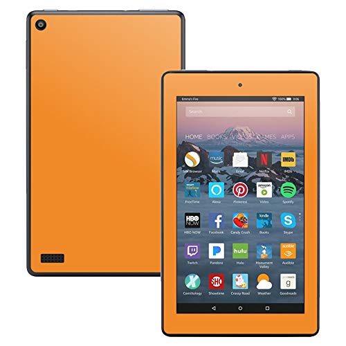MightySkins Skin Compatible with Amazon Kindle Fire 7 (2017) - Solid Orange | Protective, Durable, and Unique Vinyl Decal wrap Cover | Easy to Apply, Remove, and Change Styles | Made in The USA