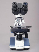 Load image into Gallery viewer, AmScope B120C-WM Siedentopf Binocular Compound Microscope, 40X-2500X Magnification, Brightfield, LED Illumination, Abbe Condenser, Double-Layer Mechanical Stage, Includes Book
