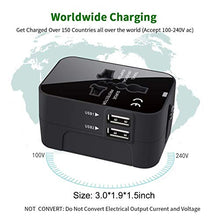 Load image into Gallery viewer, LKY DIGITAL Travel Adapter, Worldwide All in One Universal Power Adapter AC Plug International Wall Charger with Dual USB Charging Ports for US EU UK AUS Europe Cell Phone (Black)
