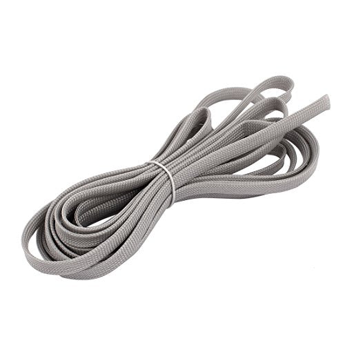 Aexit 10mm Dia Tube Fittings Tight Braided PET Expandable Sleeving Cable Wire Wrap Sheath Microbore Tubing Connectors Gray 5M