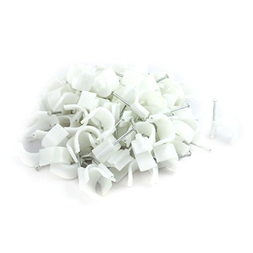 Aexit 100Pcs 25mm Cord Management Diameter Plastic Wall Insert Circle Cable Mount Nail Cable Straps Clips White