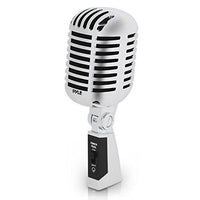 Classic Retro Dynamic Vocal Microphone - Old Vintage Style Unidirectional Cardioid Mic with XLR Cable - Universal Stand Compatible - Live Performance In Studio Recording - Pyle Pro PDMICR42SL (Silver)