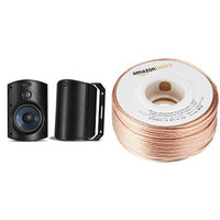Polk Audio Atrium 4 Outdoor Speakers (Pair, Black) with Amazon Basics 16-Gauge Speaker Wire
