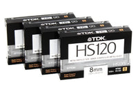 8mm Metal Particle Cassette Tape TDK HS120 120 Minute Blank Camcorder 4 Pack Hi8 and Digital 8 Compatible