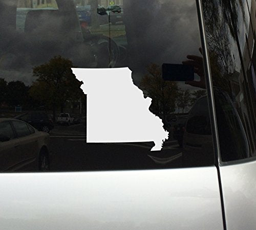 Applicable Pun Missouri State Shape - The Show Me State - White Vinyl Decal Sticker for Car, MacBook, Laptop, Tablet and More (6 Inch)