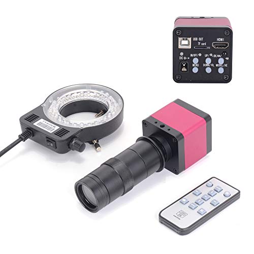 HAYEAR 1080P 60FPS HD HDMI USB Digital Industry Video Inspection Microscope Camera + 100X C-Mount Lens + 56 LED Light