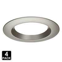 TORCHSTAR 4 Inch Interchangeable Trim Ring, Trim for Torchstar Recessed Downlight (ASIN: B01M167D0R; B01M1HXFS6), Round, Satin Nickel, Pack of 4