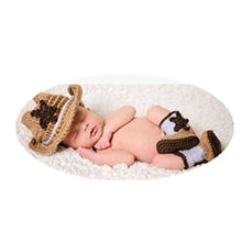 Load image into Gallery viewer, Newborn Baby Photo Props Outfits Cowboy Style Crochet Knitted Hat Boots Photography Props
