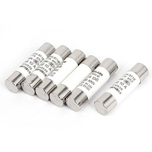 uxcell AC 500V 10A RO15 RT18 RT14 10x38mm Cylindrical Ceramic Tube Fuses 6pcs