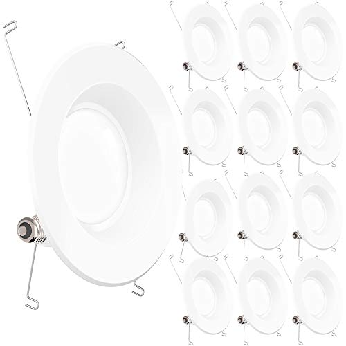 Sunco Lighting 12 Pack 5/6 Inch LED Recessed Downlight, Smooth Trim, Dimmable, 13W=75W, 965 LM, 5000K Daylight, Damp Rated, Simple Retrofit Installation - UL + Energy Star