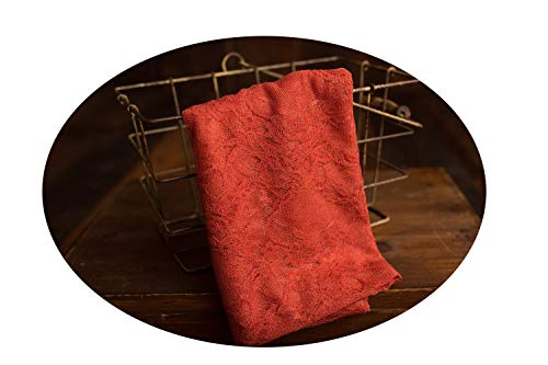 Stretch Lace Wrap, Newborn Baby Layer Photography Prop (Rust Red)