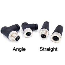 Load image into Gallery viewer, Davitu Connectors - M12 sensor connector waterproof male&amp;female plug screw threaded coupling 4 5 8 Pin A type - (Color: Angle PG7, Pins: 4P, Insert Type: Male Insert)

