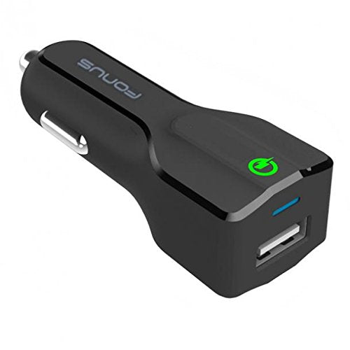 24W Adaptive Fast USB QC 3.0 Car DC Charger Quick Charge Ultra Compact Black Compatible with OnePlus 6T - Razer Phone - Razer Phone 2 - RED Hydrogen One - Samsung Galaxy A5