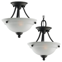 Load image into Gallery viewer, Sea Gull Lighting 77625-782 Convertible Semi-Flush/Pendant with Satin EtchedGlass Shades, Heirloom Bronze Finish
