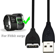 Load image into Gallery viewer, Compatible with Fitbit Surge Charger, KingAcc 3.3Foot/1meter Replacement USB Charging Cable Cord Charger Adapter for Fitbit Surge, Fitness Wristband Smart Watch (Black-2Pack)
