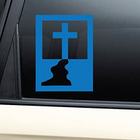 Nashville Decals Christian Cross Jesus Christ Golgotha Vinyl Decal Laptop Car Truck Bumper Window Sticker - Blue
