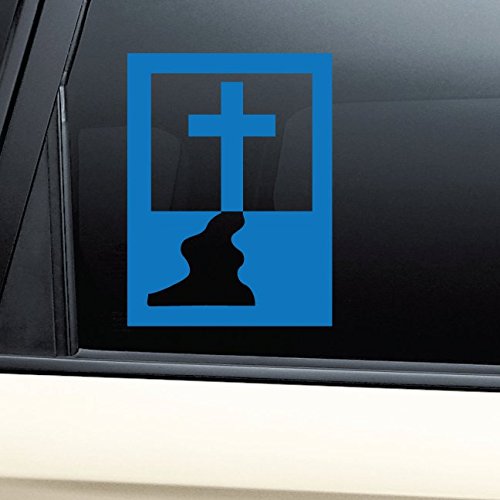 Nashville Decals Christian Cross Jesus Christ Golgotha Vinyl Decal Laptop Car Truck Bumper Window Sticker - Blue