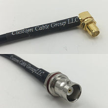 Load image into Gallery viewer, 12 inch RG188 RP-SMA FEMALE ANGLE to BNC FEMALE SM BULKHEAD Pigtail Jumper RF coaxial cable 50ohm Quick USA Shipping
