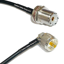 Load image into Gallery viewer, 50 feet RFC195 KSR195 Silver Plated UHF Female Bulkhead to UHF Male Angle RF Coaxial Cable
