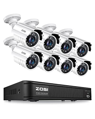 ZOSI 1080p H.265+ Home Security Camera System, 5MP Lite 8 Channel CCTV DVR Recorder with 8 x 1920TVL Security Camera Outdoor Indoor, 80ft Night Vision, Remote Access, Motion Detection (No Hard Drive)