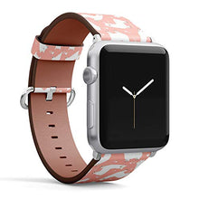 Load image into Gallery viewer, Compatible with Small Apple Watch 38mm, 40mm, 41mm (All Series) Leather Watch Wrist Band Strap Bracelet with Adapters (Cute White Llama Alpaca)
