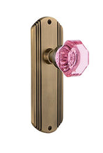 Load image into Gallery viewer, Nostalgic Warehouse 722279 Deco Plate Single Dummy Waldorf Pink Door Knob in Antique Brass
