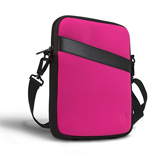 Eastsport Neoprene Crossbody Tablet Bag, Carrying Bag Sleeve with Shoulder Strap for Apple iPad and Tablets, Deep Pink