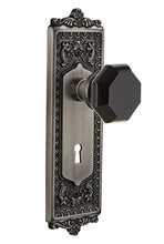 Load image into Gallery viewer, Nostalgic Warehouse 721575 Egg &amp; Dart Plate with Keyhole Passage Waldorf Black Door Knob in Antique Pewter, 2.375

