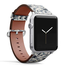 Load image into Gallery viewer, Compatible with Small Apple Watch 38mm, 40mm, 41mm (All Series) Leather Watch Wrist Band Strap Bracelet with Adapters (Birds Flowers Grunge)
