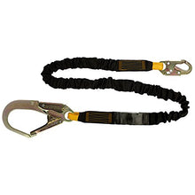 Load image into Gallery viewer, Fusion Climb 6ft 72&quot;x2&quot; Internal Shock Absorbing Fall Protection Safety Lanyard with HS Steel Snap Rebar Hooks 23kN Black
