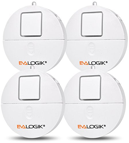 EVA LOGIK Modern Ultra-Thin Window Alarm with Loud 120dB Alarm and Vibration Sensors Compatible with Virtually Any Window, Glass Break Alarm Perfect for Home, Office, Dorm Room- 4 Pack
