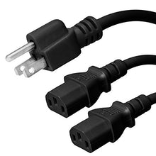 Load image into Gallery viewer, 5-15P to 2x C13 Y Splitter Power Cord, 15A, 125V, 14/3 SJT, 2ft + 1ft Legs
