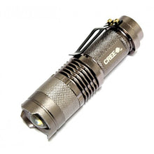 Load image into Gallery viewer, 3.5&quot; Silver Mini Flashlight LED CREE Q5 350 Lumens Adjustable Zoom Aluminum Body
