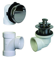Westbrass Illusionary Overflow, Sch. 40 PVC Plumbers Pack with Lift and Turn Bath Drain, Polished Chrome, D594PHRK-26