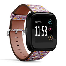 Load image into Gallery viewer, Replacement Leather Strap Printing Wristbands Compatible with Fitbit Versa - Watercolor Water Lily Lotus Pattern

