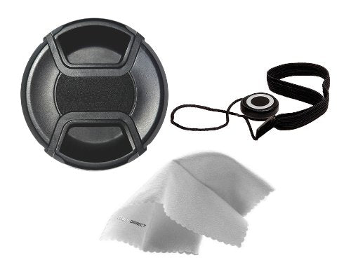 Canon EOS M50 Lens Cap Center Pinch (62mm) + Lens Cap Holder + Nw Direct Microfiber Cleaning Cloth.