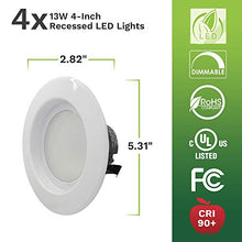 Load image into Gallery viewer, 4 Pack Bioluz LED 4-inch 13 Watt 90 CRI Dimmable LED Retrofit Recessed Lighting Fixture - 2700K LED Ceiling Light - 910 Lumen Recessed Downlight UL-Listed JA8 CEC
