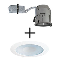 Juno Lighting TC1R & 12W-WH Combo 4-Inch TC rated Remodel Recessed Housing with Perimeter Frosted Glass Lens, White Trim Ring Trim (Shower)