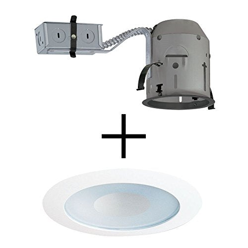 Juno Lighting TC1R & 12W-WH Combo 4-Inch TC rated Remodel Recessed Housing with Perimeter Frosted Glass Lens, White Trim Ring Trim (Shower)