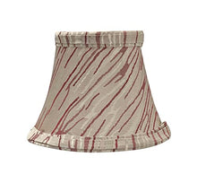 Load image into Gallery viewer, 30006-2 Small Bell Shape Chandelier Clip-On Lamp Shade Set (2 Pack), Transitional Design in Gray and Red Striping, 5&quot; bottom width (3&quot; x 5&quot; x 4&quot;)
