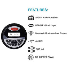 Load image into Gallery viewer, Herdio Receiver/Speaker Package, Bluetooth, MP3/USB AM/FM Marine Stereo Bundle for Boat ATV UTV SPA.
