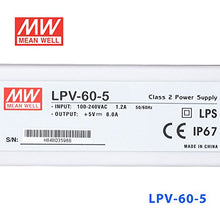 Load image into Gallery viewer, MeanWell LPV-60-5 Power Supply _ 40W 5V - IP67
