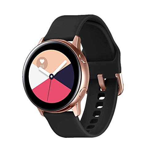 TECKMICO Galaxy Watch Active Bands,20mm Quick Release Bands Compatible for Samsung Galaxy Watch Active (40mm)/Galaxy Watch(42mm)/Gear Sport with Rose Gold Watch Buckle (Black, Small)