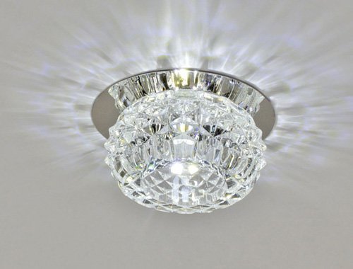 LUMINTURS 5w LED Pure White Crystal Ceiling Recessed Light Fixture Modern Decor Flush Mounted Lamp