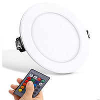 Ultra-thin LED Panel Light Round Concealed Recessed Ceiling Lamp Downlight, Color Changing RGB with Remote Control AC 85-265V (10W)