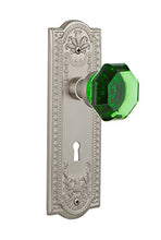 Load image into Gallery viewer, Nostalgic Warehouse 722888 Meadows Plate with Keyhole Single Dummy Waldorf Emerald Door Knob in Satin Nickel
