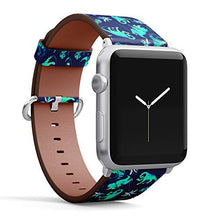 Load image into Gallery viewer, Compatible with Small Apple Watch 38mm, 40mm, 41mm (All Series) Leather Watch Wrist Band Strap Bracelet with Adapters (Dinosaurs Palm Trees)
