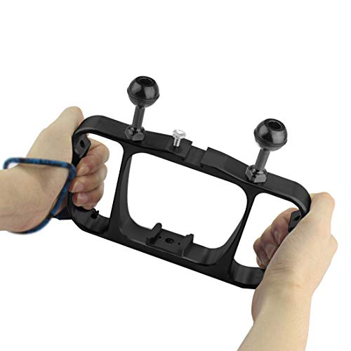 XT-XINTE CNC Aluminum Dual Ball Mount Adapter Bracket Kit Diving Video Fill Light Grip Compatible for GoPro HERO3 3+ 4 5 6 11 Action Camera Accessories (Black Grip)