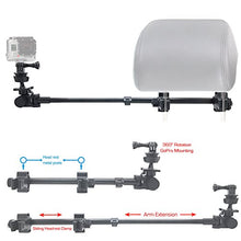 Load image into Gallery viewer, ChargerCity GoPro Fusion Session Hero7 Hero6 Hero 7 6 5 4 3 Secure Dual Post Lock Telescopic Headrest Mount with Sliding Aluminum arm (Compatible with All Gopro Hero/Session Camera case)
