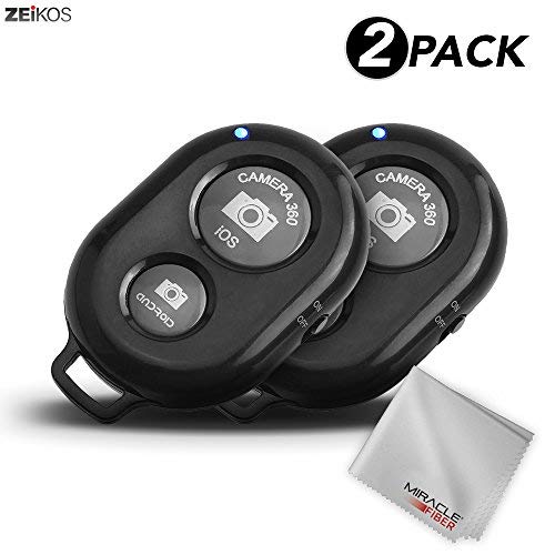 Zeikos Wireless Bluetooth Camera Shutter Remote Control for Smartphones, Tablets, and Professional Cameras- Create Amazing Photos and Selfies - Compatible with All -iOS and Android Devices - 2 Pack